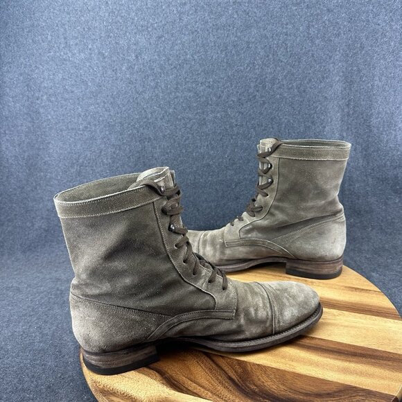 N.D.C. Made by Hand Combat Boot Lace-up Green Brown Suede Boot Men 45B US 12B - Picture 9 of 13